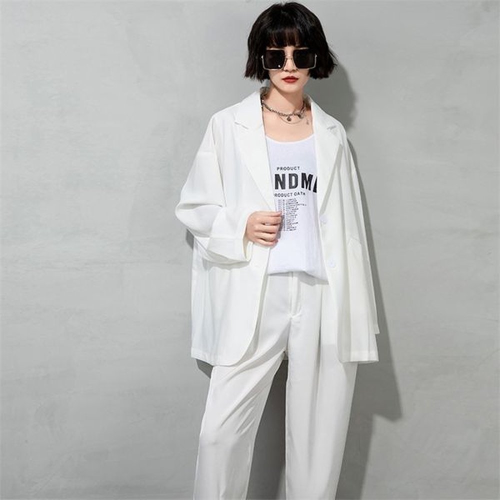 spring summer fashion blazer women solid casual loose woman jacket