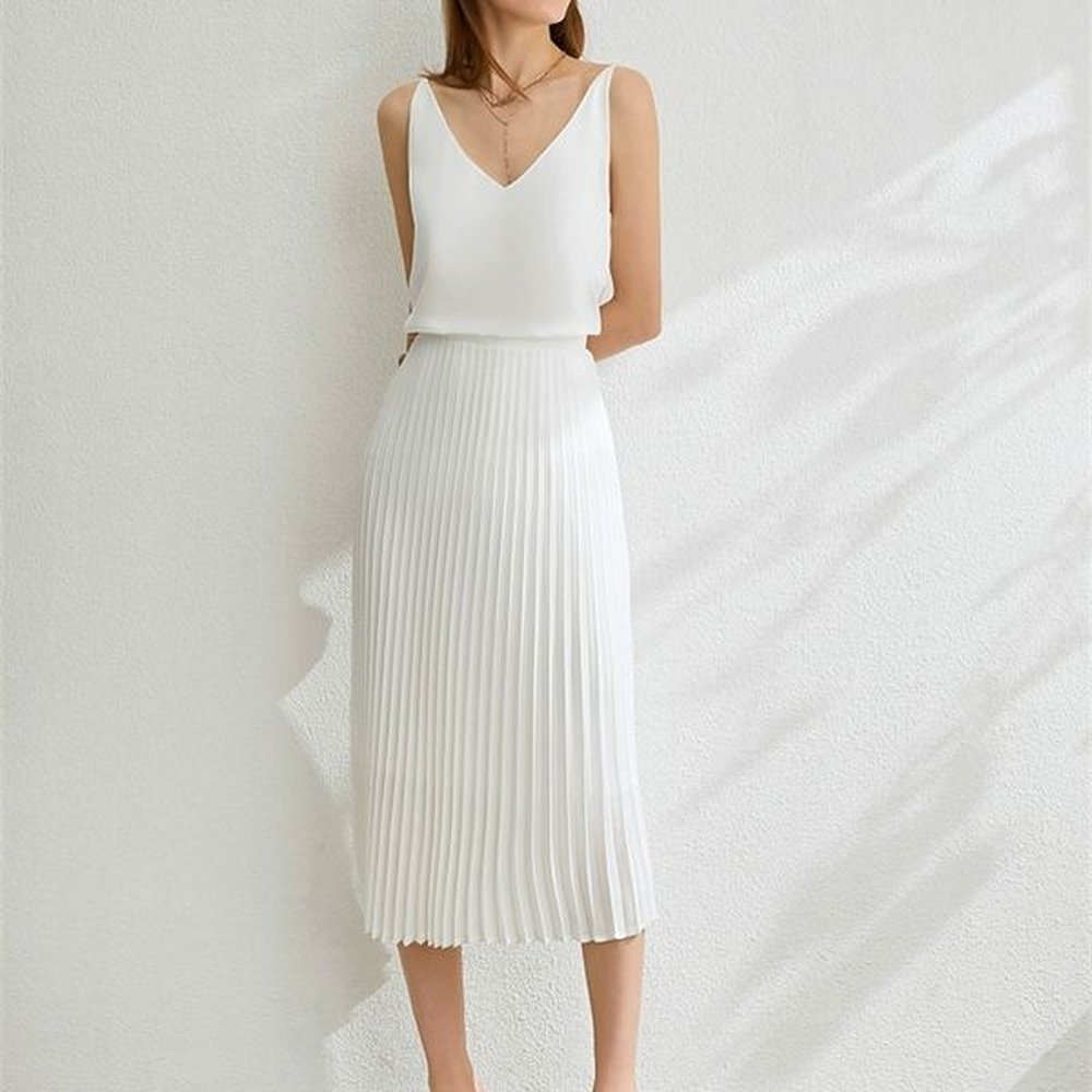 spring summer office wear white black long skirt vintage england