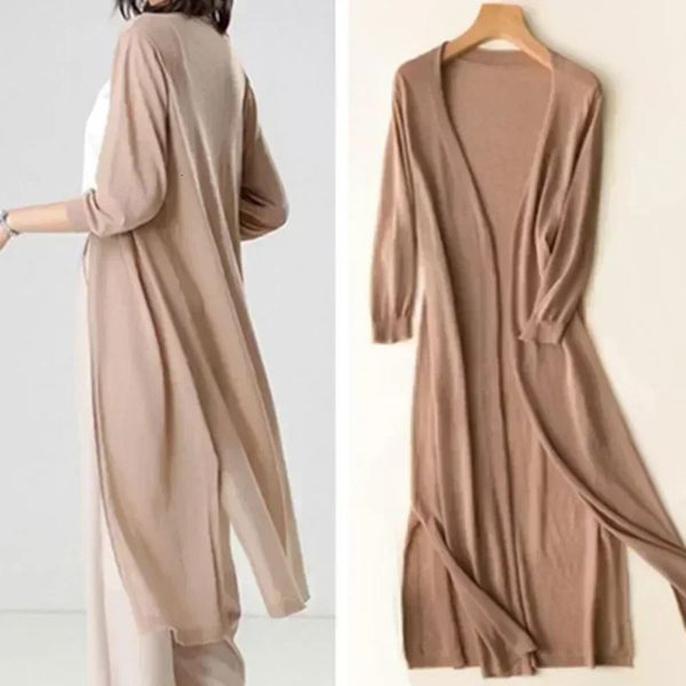spring summer sun protection clothing women long cardigan female knitted