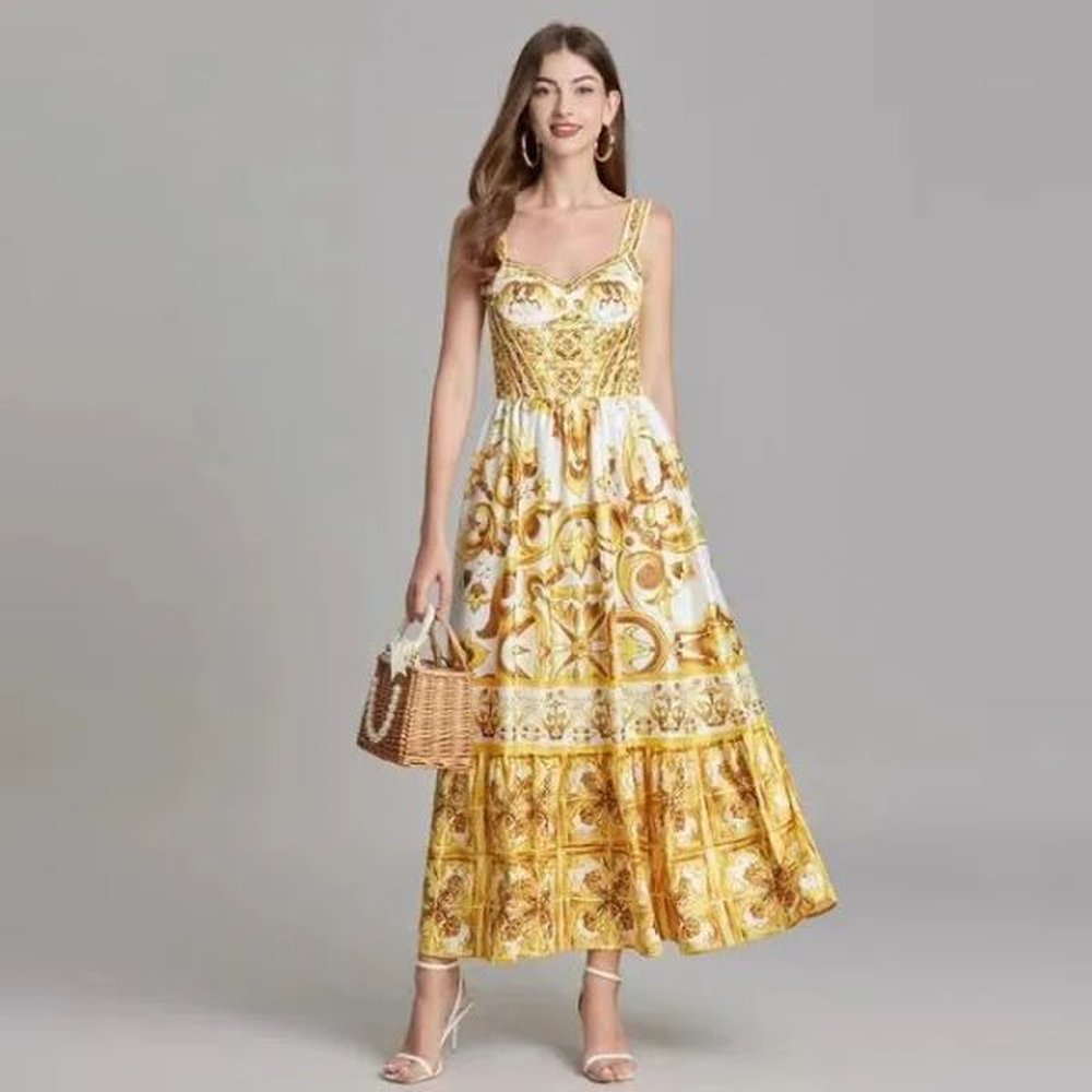 spring summer women dress three quarter flying sleeve neck party