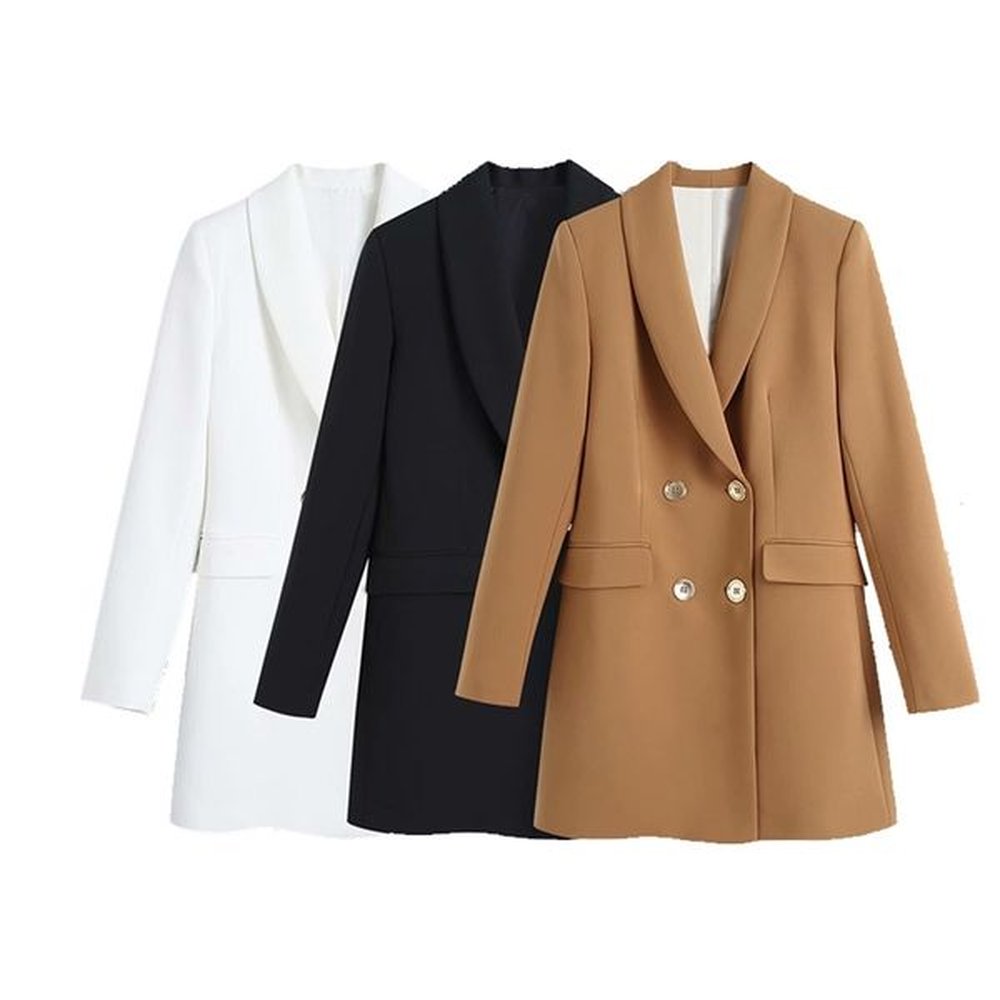 spring women blazers button long sleeve notched neck chic lady