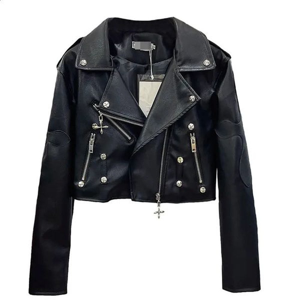 springautumn leather jacket womens short fashion motorcycle coat ultra thin