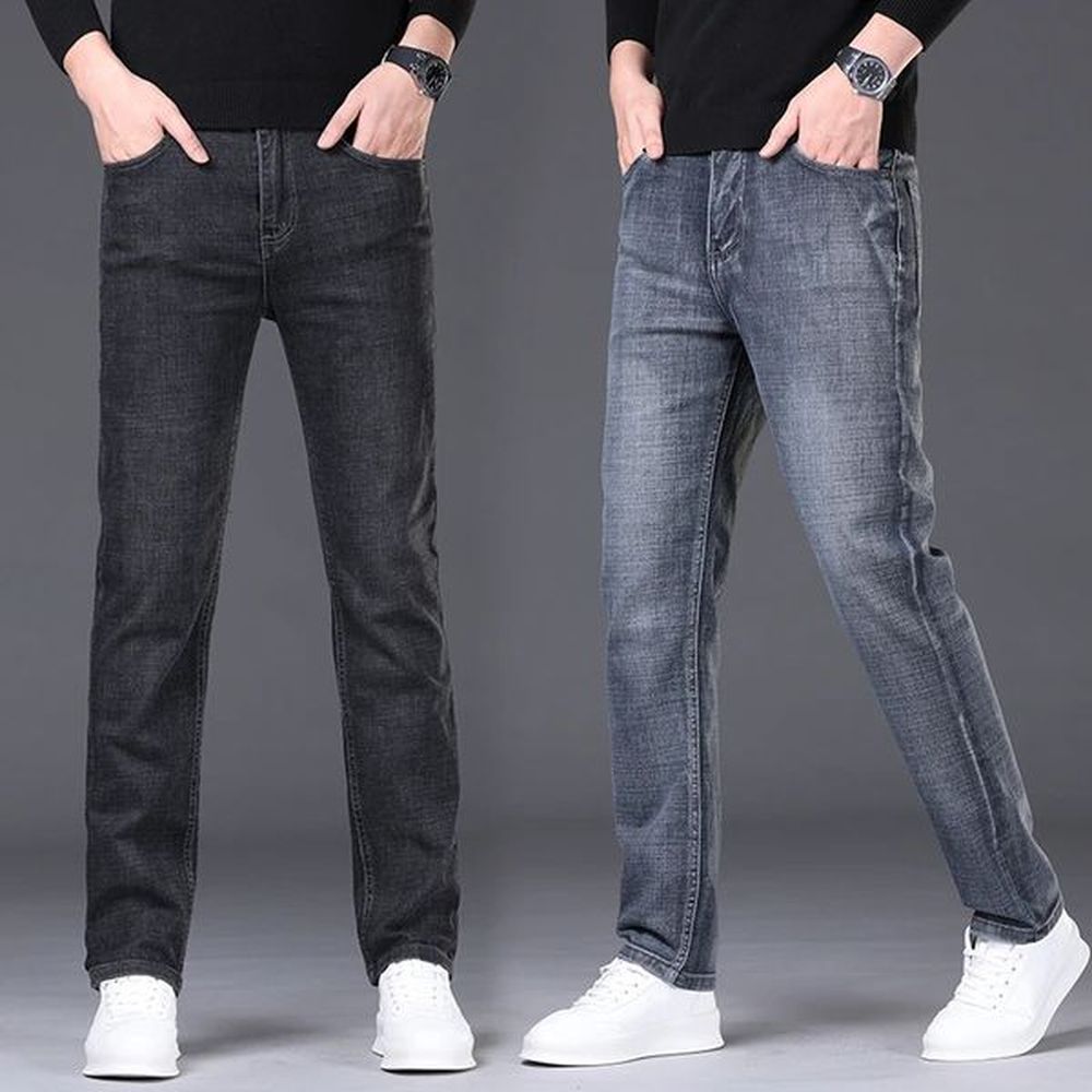 2024 SpringSummer Mens Comfortable and Versatile Breathable Slim fit denim pants in three colors straight leg thin jeans 241220