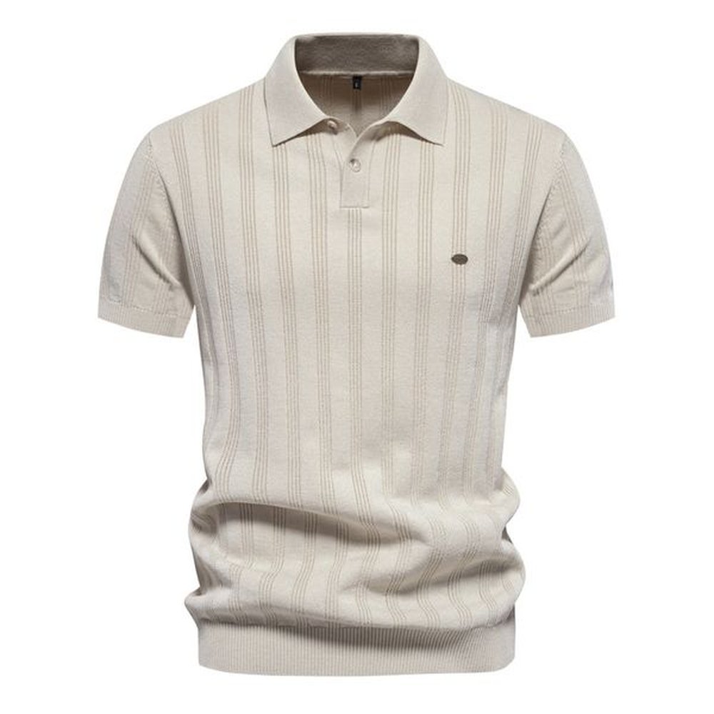 2024 Spring/Summer New European Size Woolen Polo Knitwear Short sleeved Lapel Casual Men's Top T-shirt