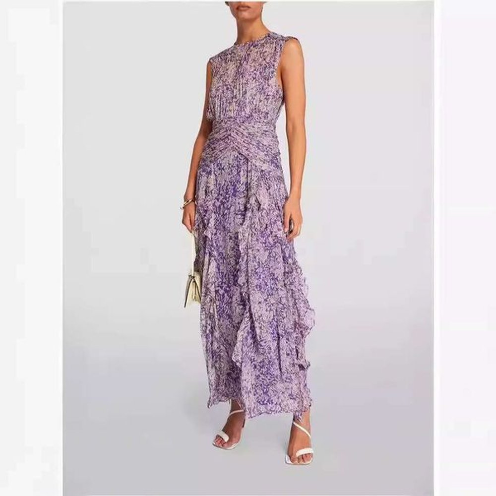 springsummer off shoulder european american womens vneck chiffon printed fairy