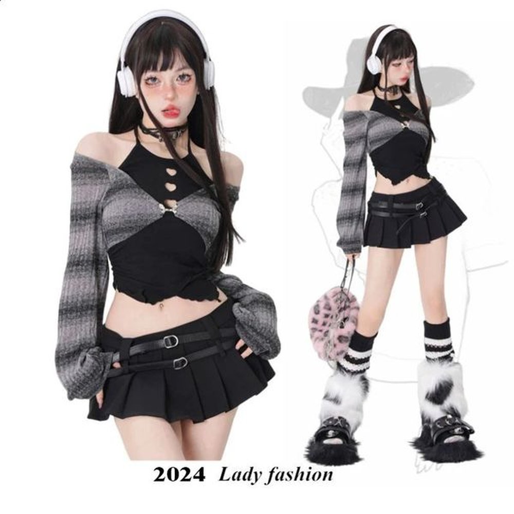 springsummer two piece ski set womens yk crop top