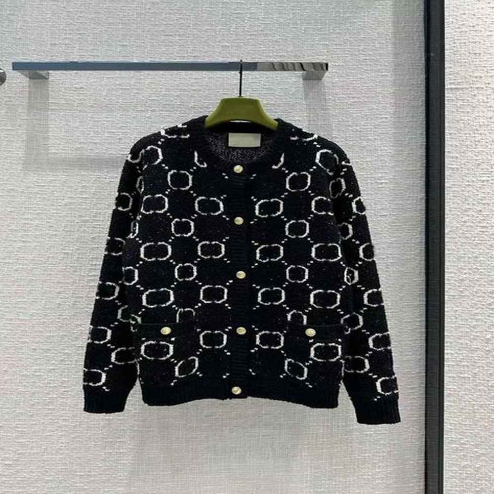 ss early spring new black and white color jacquard knit