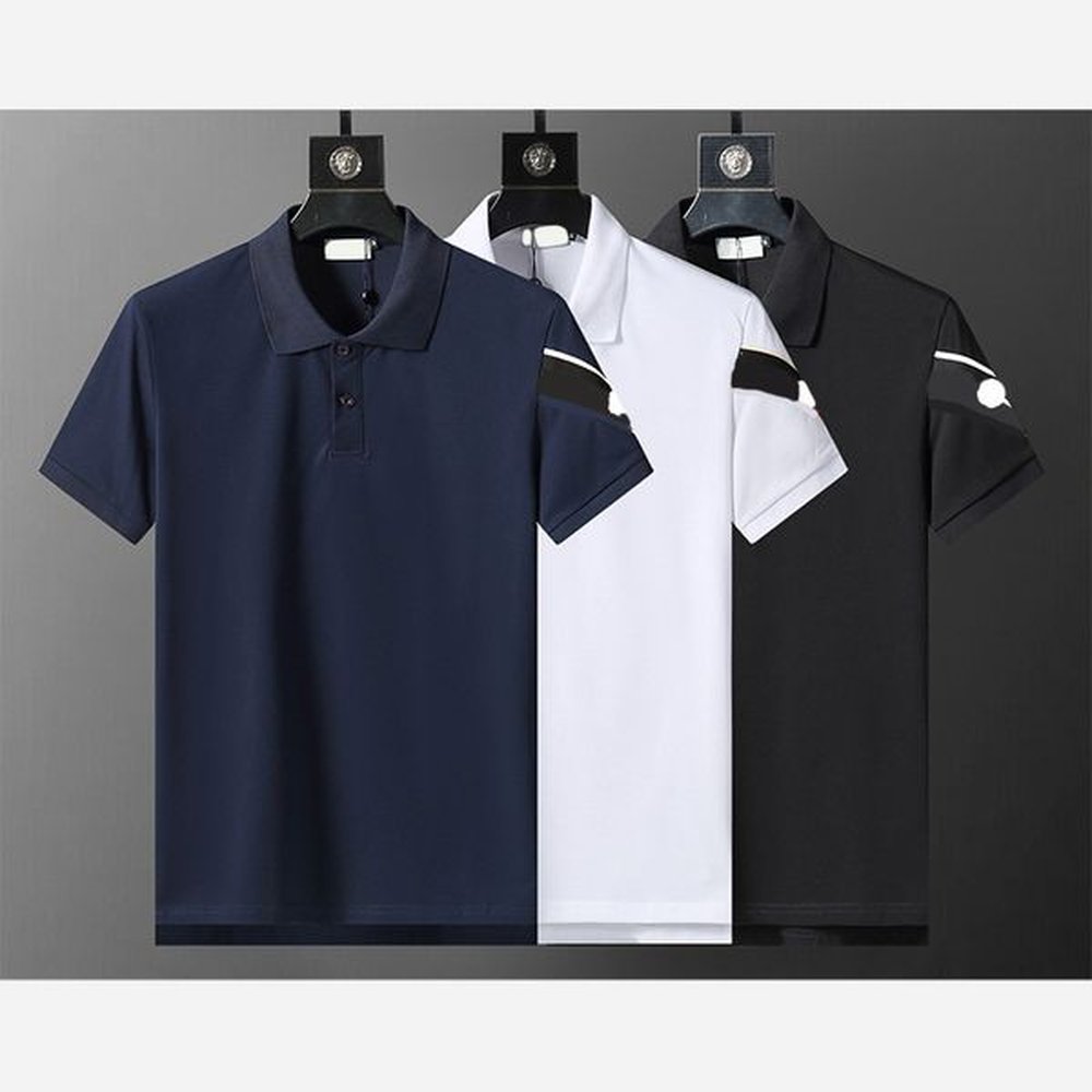 25ss new polo men business style tshirt designer t shirt man polo shirt striped decorative stickers summer polos