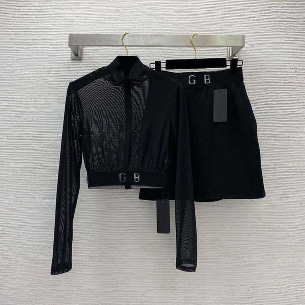 ss skirt set women designer clothes fashion halfhigh collar with