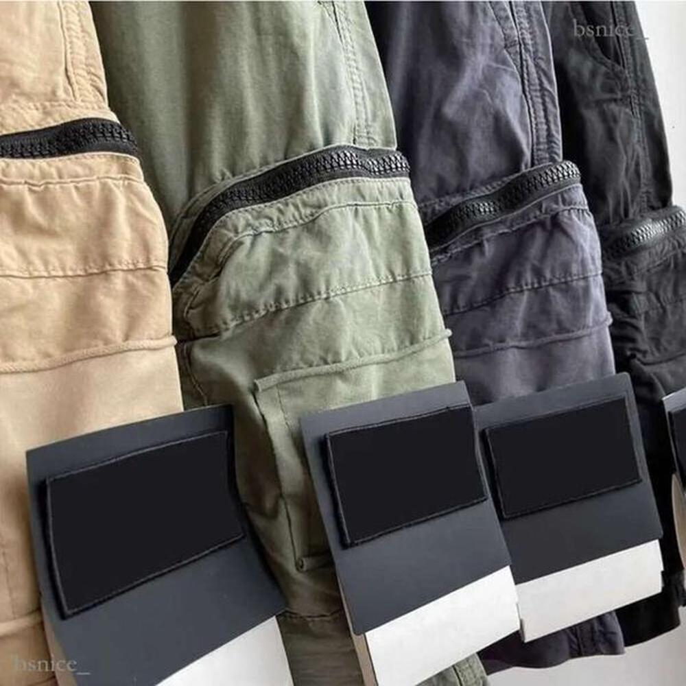 2024 Stone Summer Pants Mens Shorts Stone Designers Cargo Badge Patches Sweatpants Sports Trouser Big Pocket Overalls Trousers Man Island ng