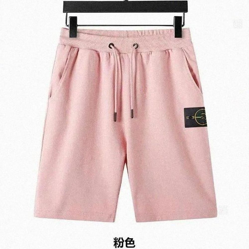 Stone Sweater Designer Short Top Material Beach Stone Shorts Men's Retro Sports Pants Pure Cotton Blue Short Logo Tie Women Embroidery