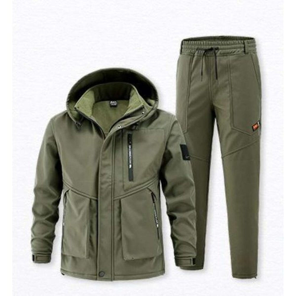 Stormtrooper suit for men with thick fleece, cold, windproof, waterproof and warm riding, outdoor hiking suit for autumn