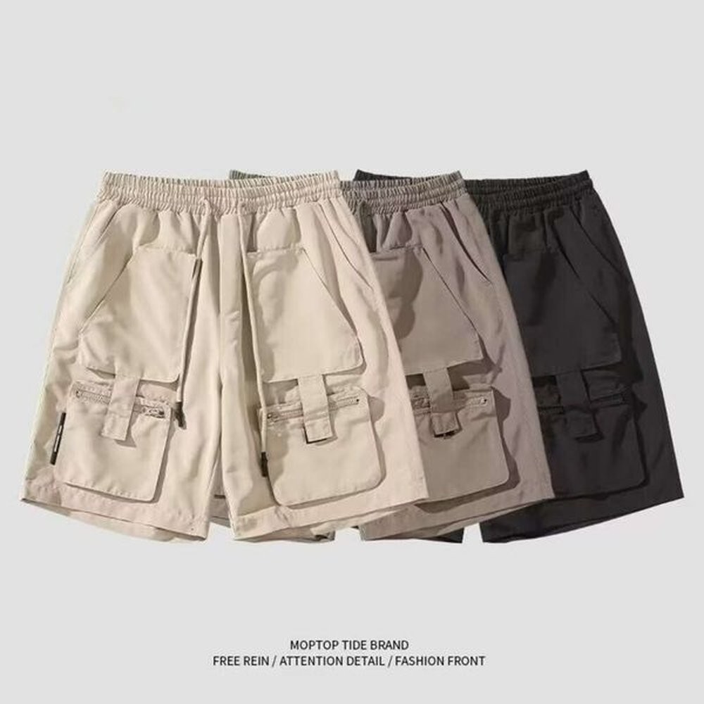 Street functional style workwear pocket five point pants women, summer trendy loose versatile wide leg shorts for men M522 29