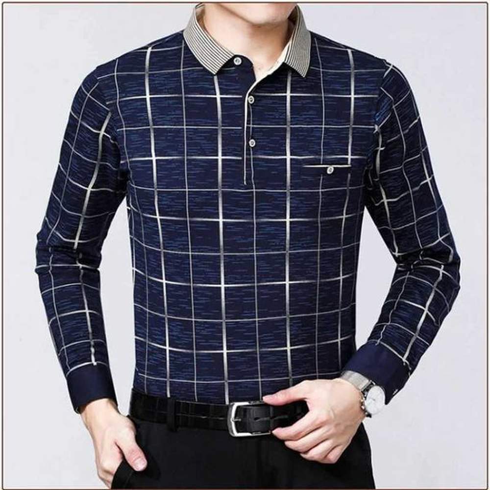 Streetwear Fashion Men Clothing Long Sleeve Plaid Polo Shirts Spring Autumn Business Casual Cotton T-shirt Loose Versatile TopsX240912