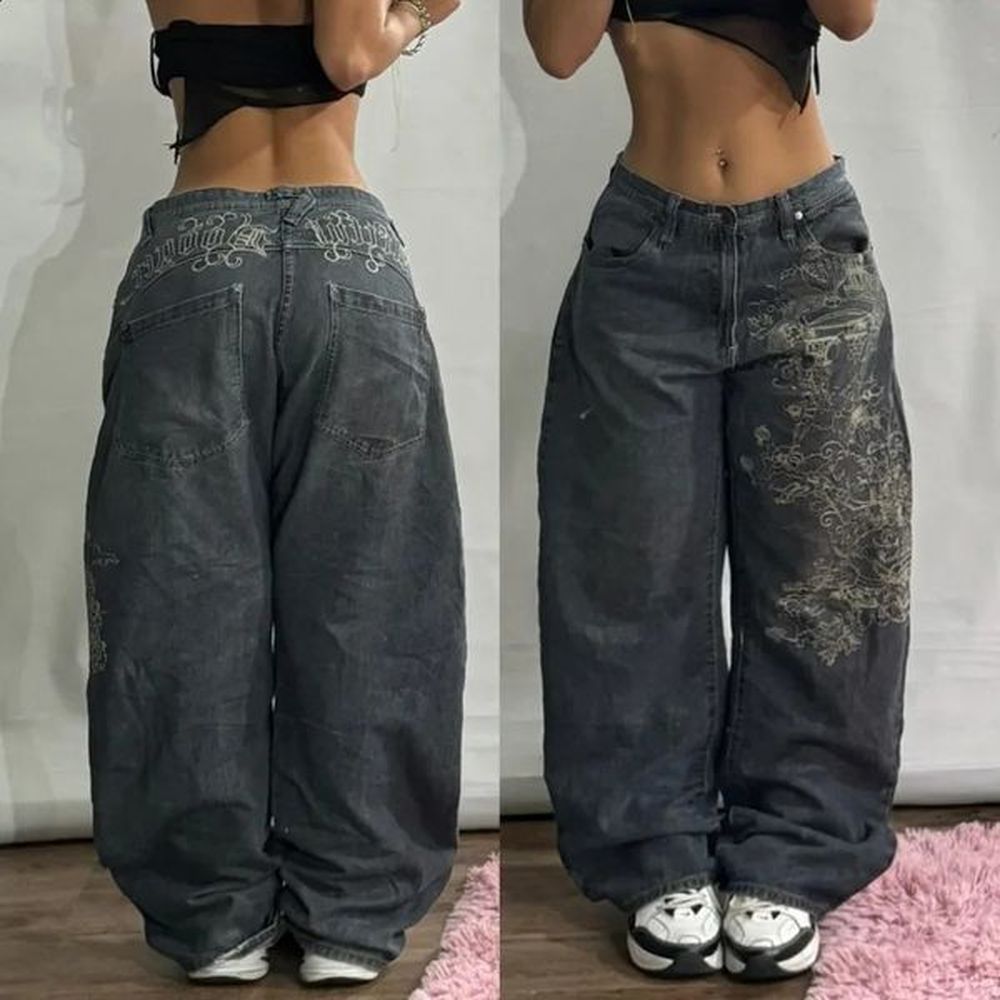 streetwear fashion oversized print baggy jeans yk harajuku hiphop vintage
