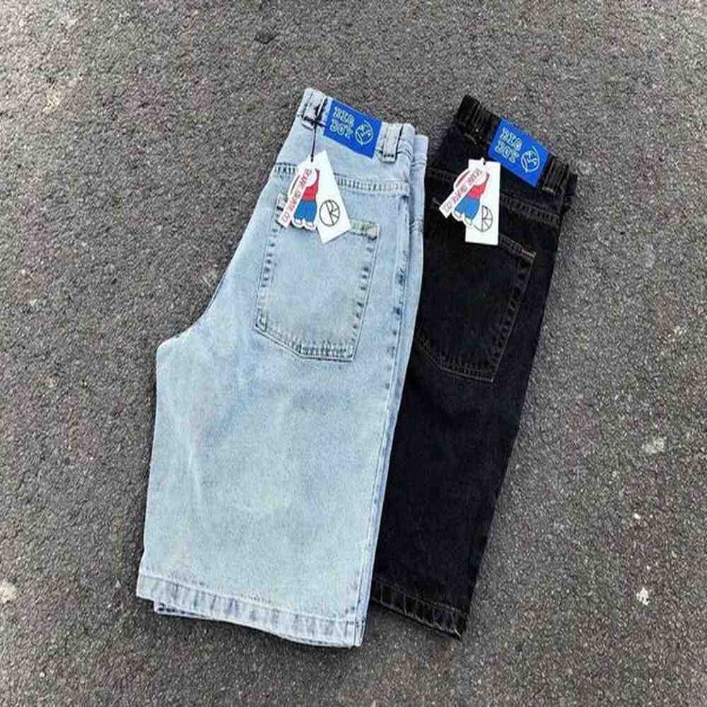 Streetwear Polar Big Boy Shorts Y2K Pants Hip Hop Cartoon Graphic Embroidery Retro Blue Denim Gym Shorts Men Basketball ShortsX240914