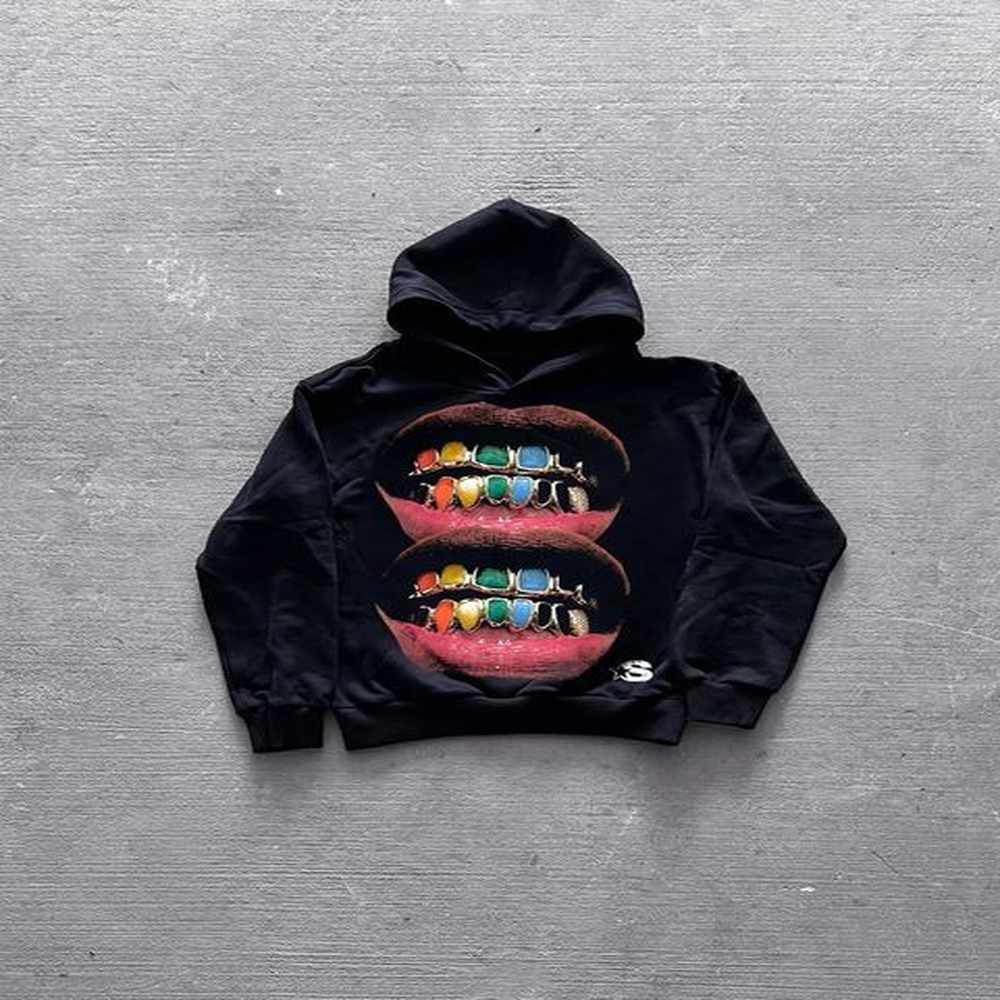 Streetwear Y2K Pullover Hoodies Mens Womens Harajuku Hip Hop Lip Printed Graphic Sweatshirts Gothic Casual Oversized Sweatshirts 241231