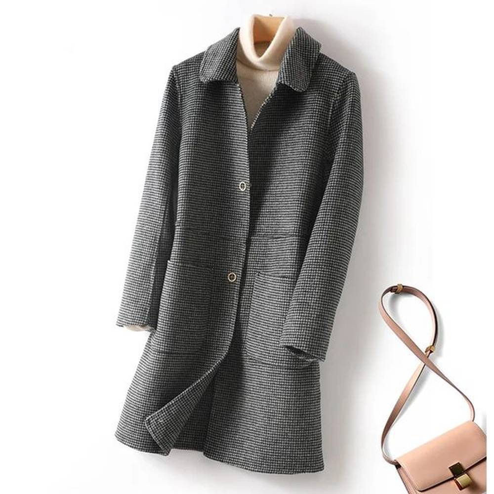 style womens doublefaced wool coat with doll collar midlong pure
