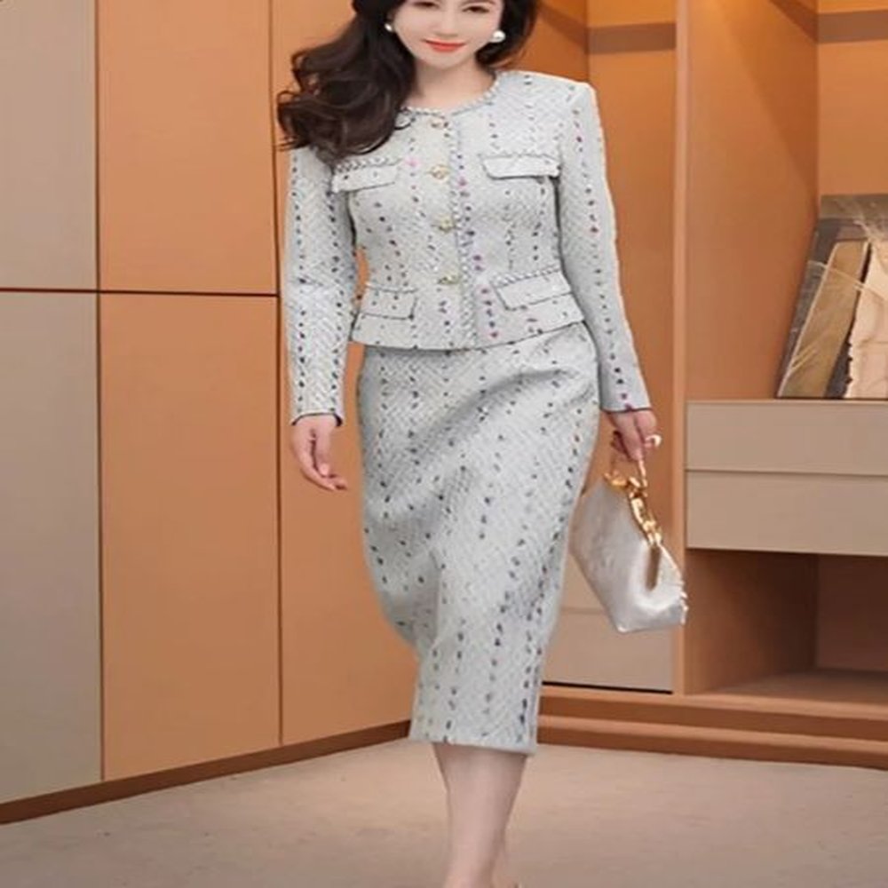 style womens tweed suits piece autumn high quality elegant