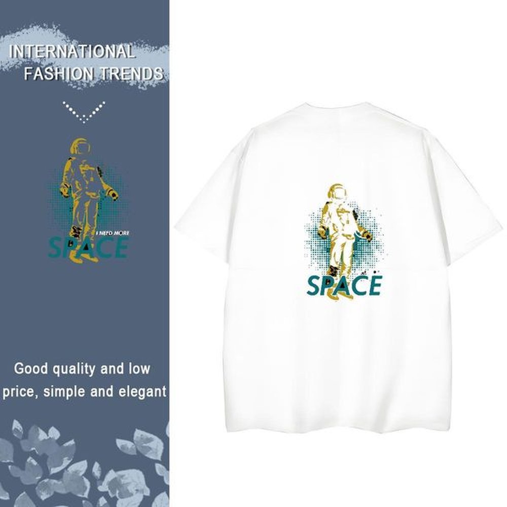 Stylist Casual Daily Wear Men Tops Tees cosmonaut Breathable Short Sleeve 100% Cotton 230g T-Shirts Loose Fit Custom Anime Clothes