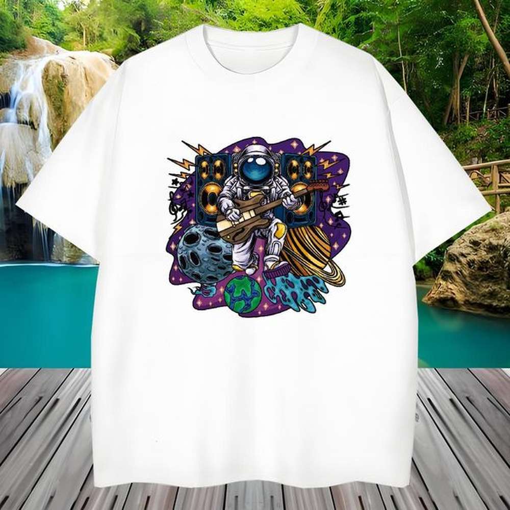 Stylist Tshirts 230g Cotton Beach cosmonaut Round Neck Short Sleeve Men T Shirts TOP Quality Cartoon Print Top Tees