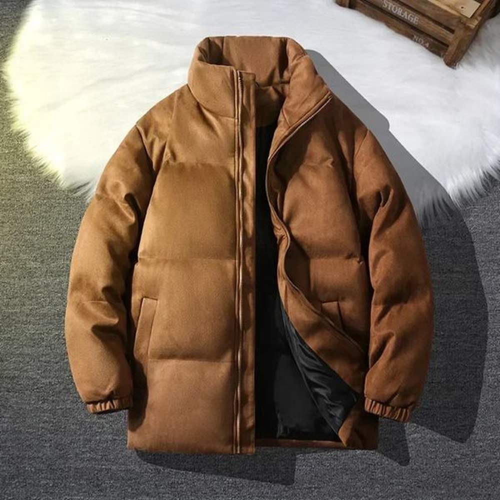 Suede Parka Jacket Men Puffer Jacket with Cotton Padded Winter Coats Men Streetwear Thicken Warm Coats Fashion Clothes for Men 241217