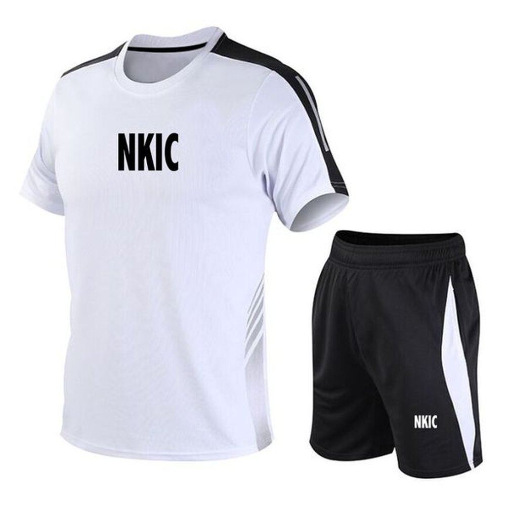 Summer Brand Tracksuit Men's Two Piece Set Casual White T-Shirt And Shorts Set Mens Sports Suit Fashion Short Sleeve Men Suits Plus Siz