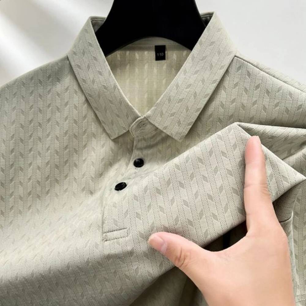 2024 Summer Business Casual Ice Silk Breathable Top Mens POLO Shirt Short Sleeve 240810