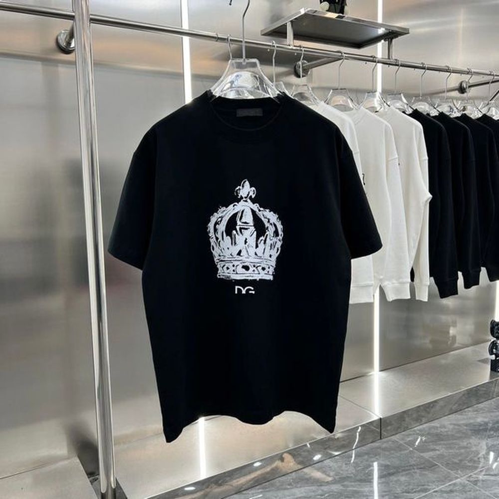 Summer Casual Designer Men's Women's Fashion monogram printed round neck black and white short sleeve T-shirt top