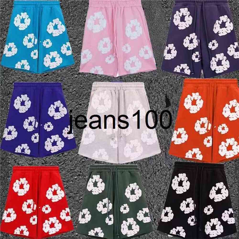 Summer Cotton Flower Tears Foam Printed Loose Shorts for Men and Women