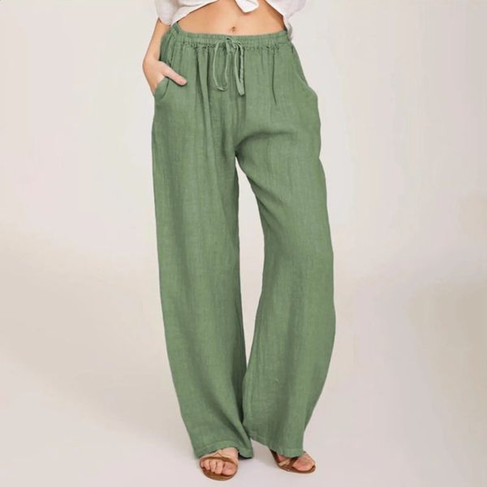 summer cotton linen wide leg pants for women pants full