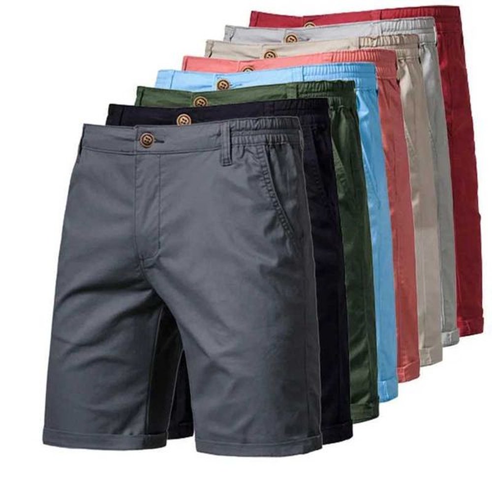 Summer Cotton Solid Color Shorts Mens Casual Business Mens Elastic Waist Mens Shorts Hombre Half Pants Beach Shorts M250110