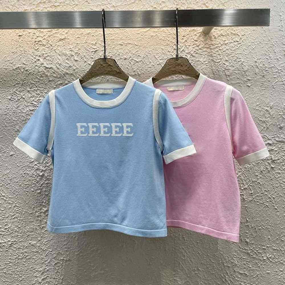 summer design knitted tees women letter print t shirts casual