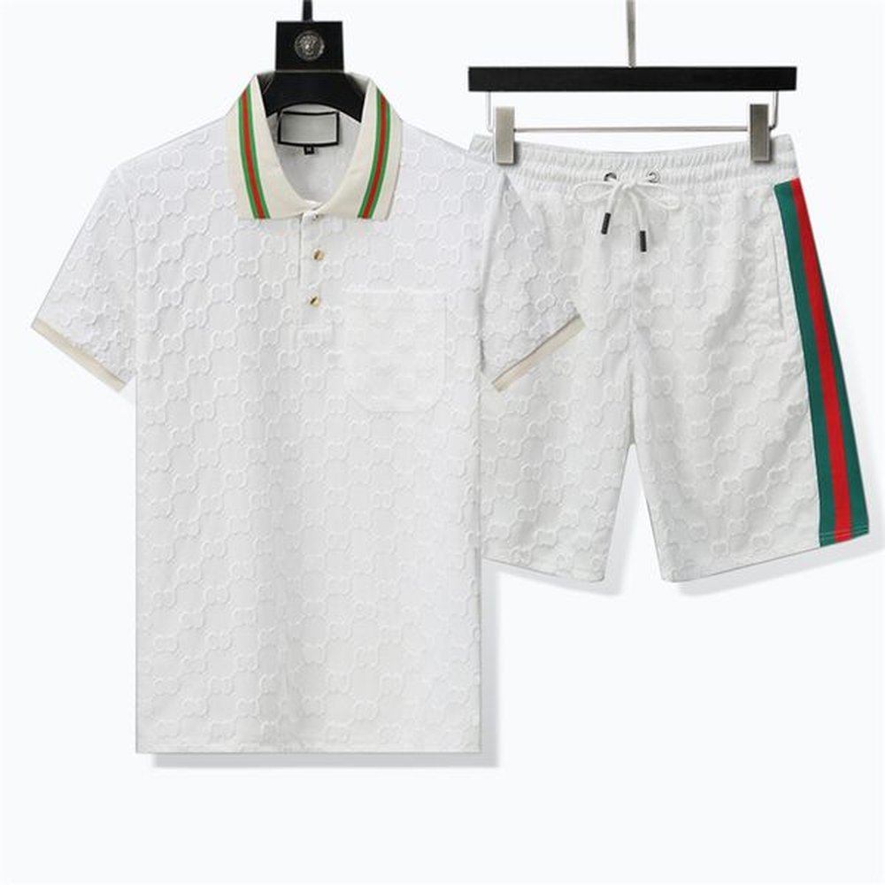 Summer Designers Men's T Shirts Men Lapel short sleeve Letter jacquard printing Printing Short Pants Tracksuit Set Casual Running Joggi