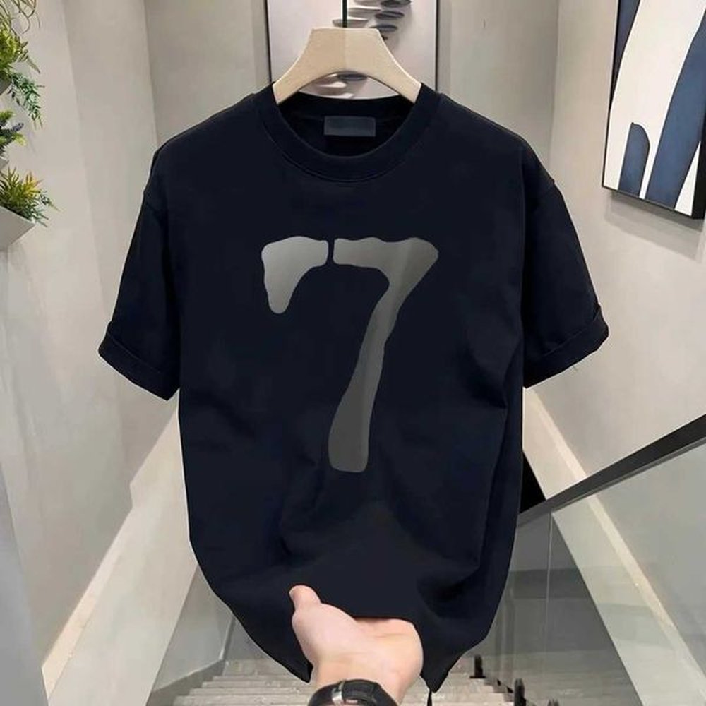 2024 Summer Fashion High end Mens T-shirt Fashion Round Neck Pure Cotton Casual Top Loose Sports T-shirt Y241113