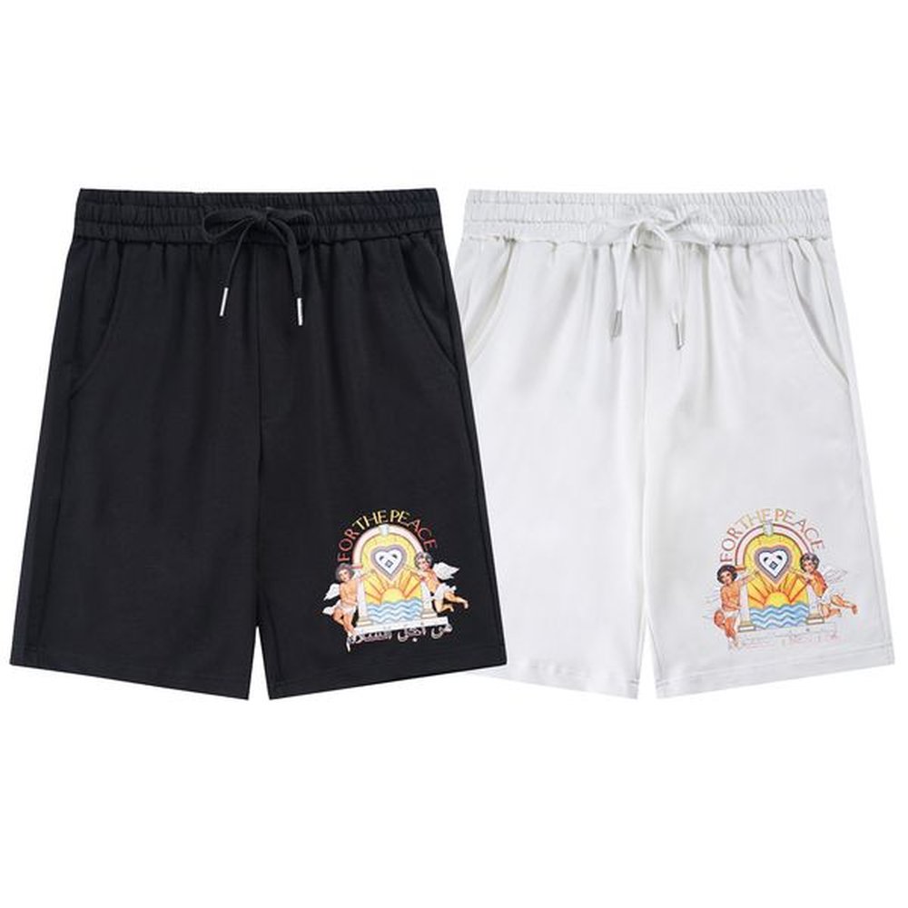Summer Fashion Men Knee Length Designer Sports Short Cotton Pants Trousers Man Shorts Floral Alphabet Black