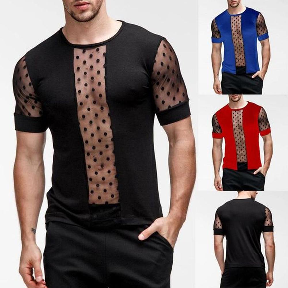 Summer Fashion Men's T Shirt Casual Patchwork Short Sleeve T Shirt Mens Clothing Trend Casual Slim Fit Hip-Hop Top Tees