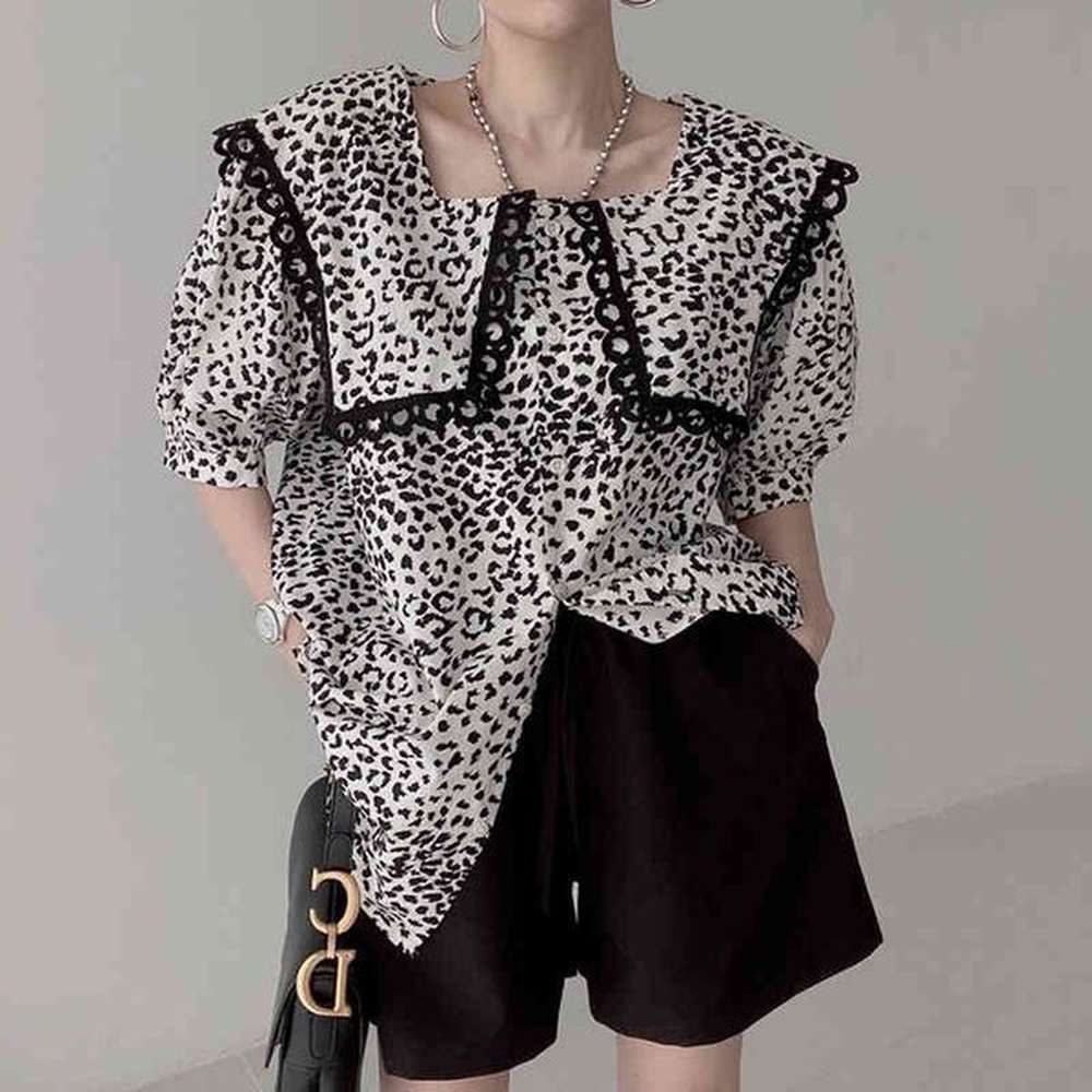 summer fashion temperament casual retro lace big lapel single breasted