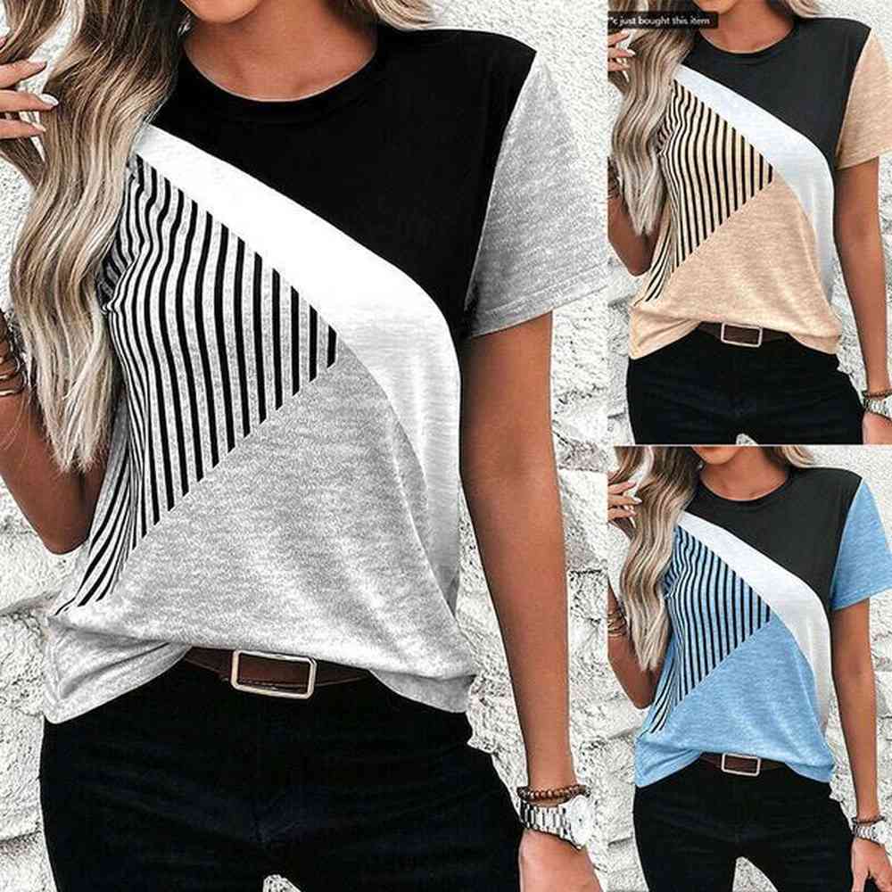 summer geometry d digital short sleeve round neck tshirt for
