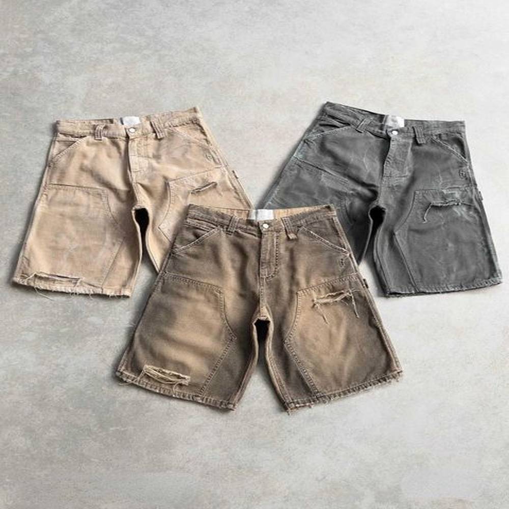 Summer Hip Hop Punk Wash Denim Shorts Men Y2k Vintage Ripped Hole Baggy Work Shorts Harajuku Jorts Basketball Shorts Streetwear W250116