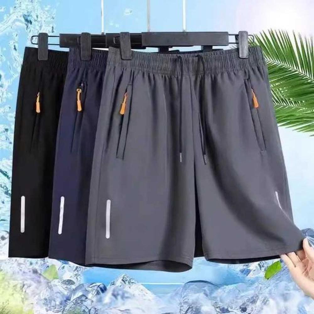 Summer Ice Silk Shorts MenS Summer Beach Pants Casual Loose Thin Basketball Sports Running Shorts Sweat Wicking HygroscopicXJ241226