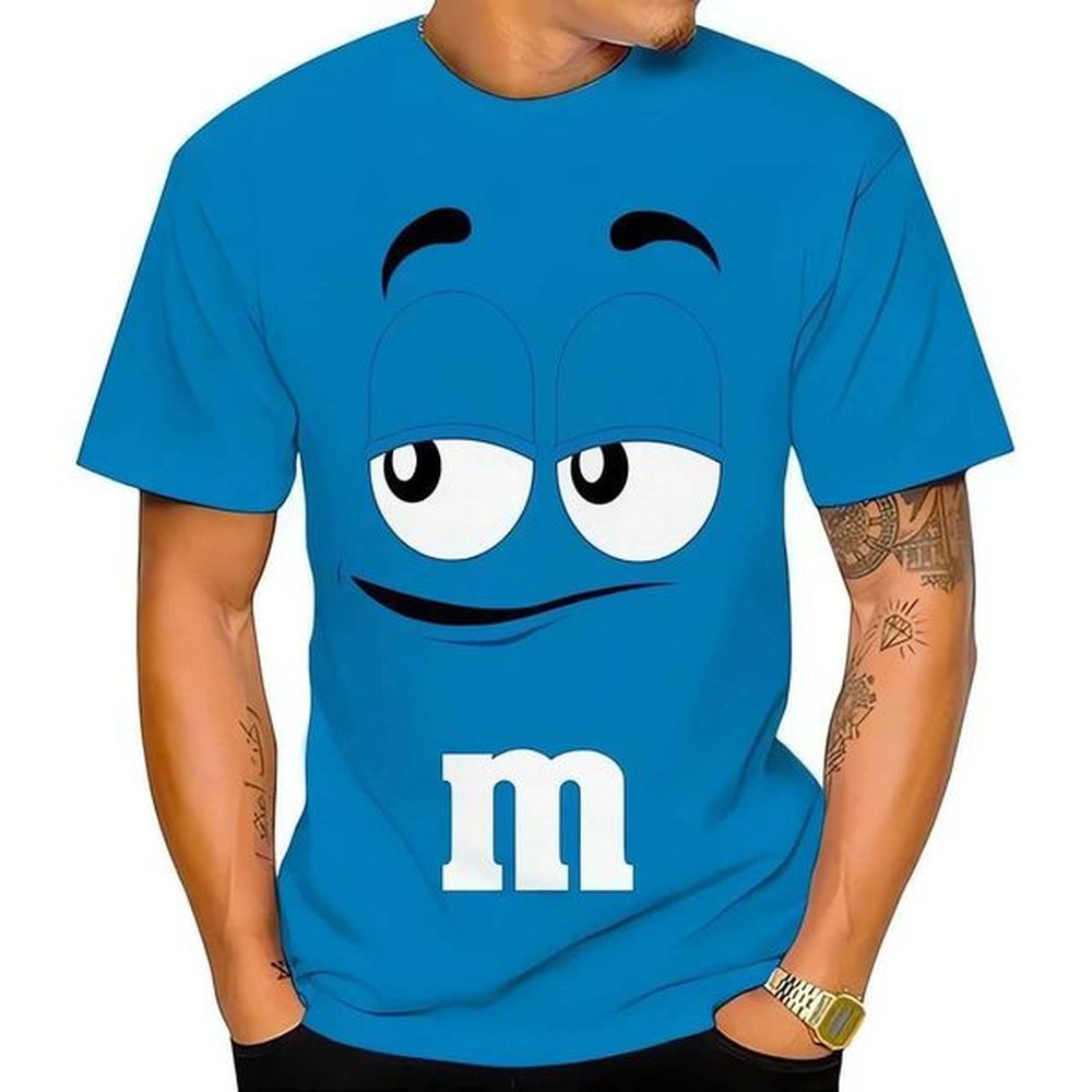 Summer innovative M M chocolate bean childrens 3D printed mens T-shirt fun casual fashionable 100-6XL Y241113