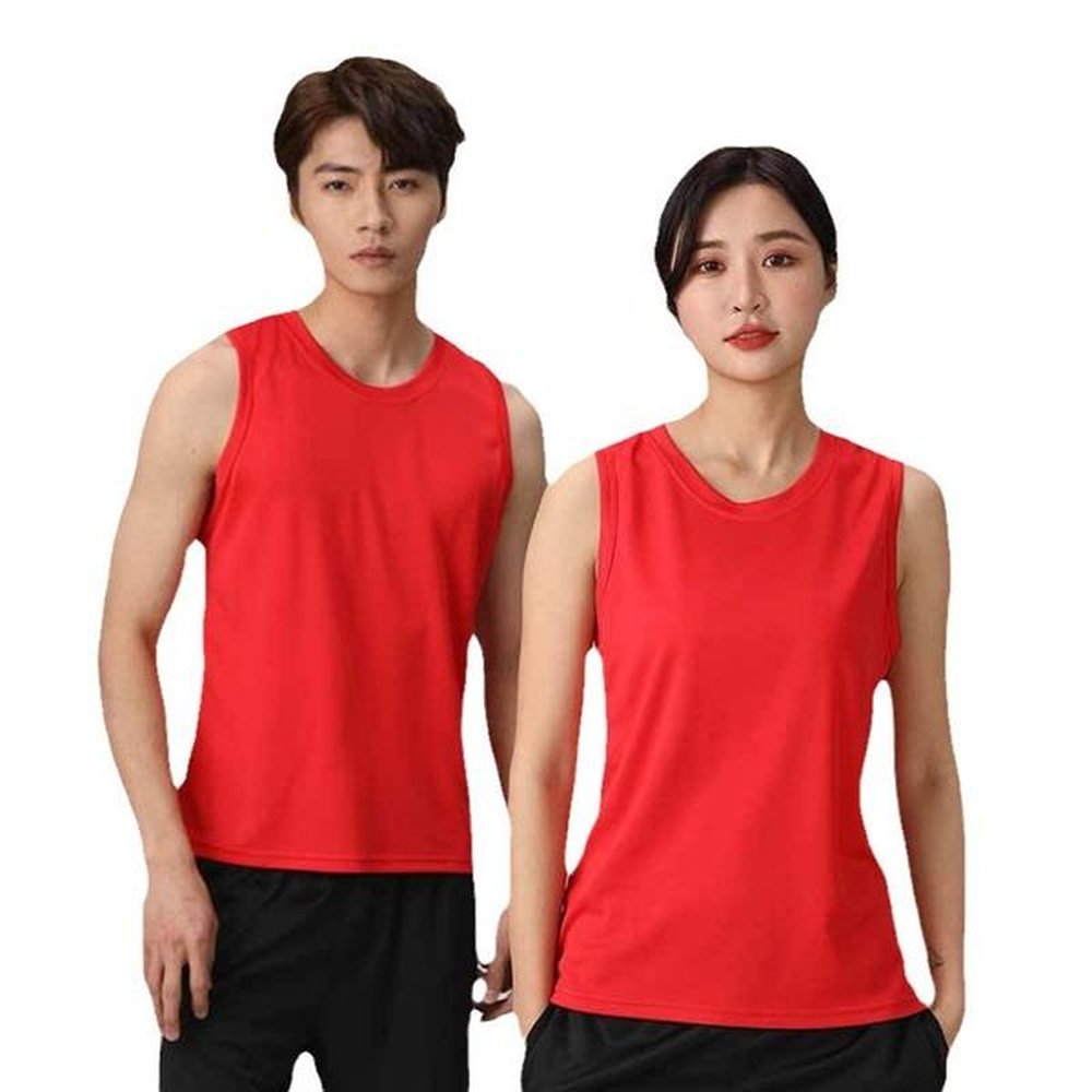 Summer men's and women's sweat wicking sports round neck sleeveless quick drying vest running training fitness quick drying top ve