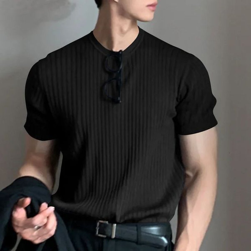 Summer Mens Clothing Light T Shirt Leisure Long Sleeve O Neck Drapped Solid Color Loose Basic Knitwear 241024