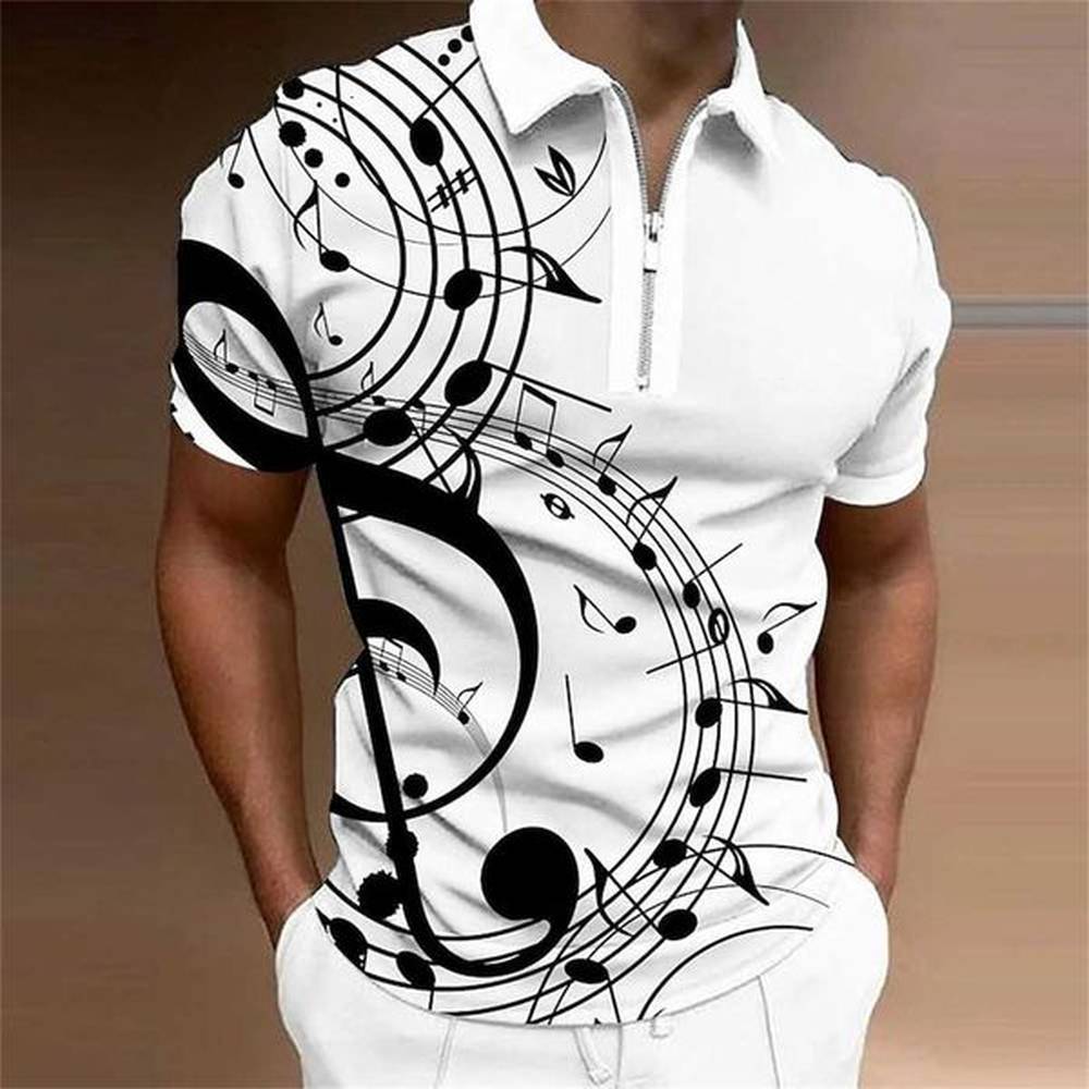 Summer MenS Polo Shirt 3d List Of Musical Symbols Print Short Sleeve Top Fashion Casual Men Clothing Music Art Golf T-Shirt 5xlXJ241211