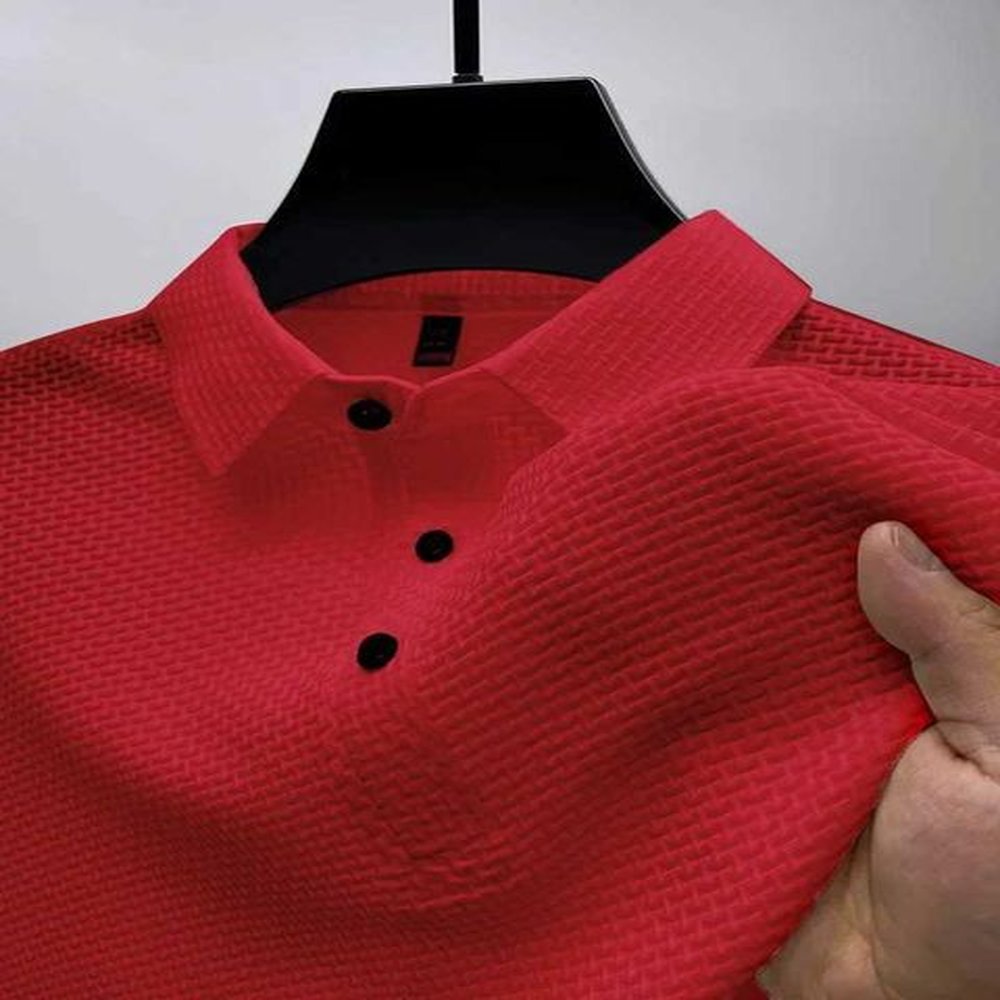 Summer Mens Silk Knitted Hollow Polo Shirt Korean Luxury Fashion Casual Comfortable Cool Breathable Short Sleeved T-shirt TopX241028
