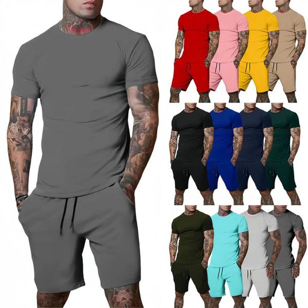Summer mens sportswear short sleeved T-shirtsports shorts quick drying dry breathable cool gym suit handsome two-piece set 250113