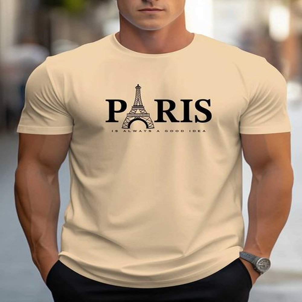 Summer Mens T Shirt Short Sleeve Paris Pattern Print Casual O-Neck Oversized Pullover Fashion Streetwear Male Clothing T-ShirtsXJ250211