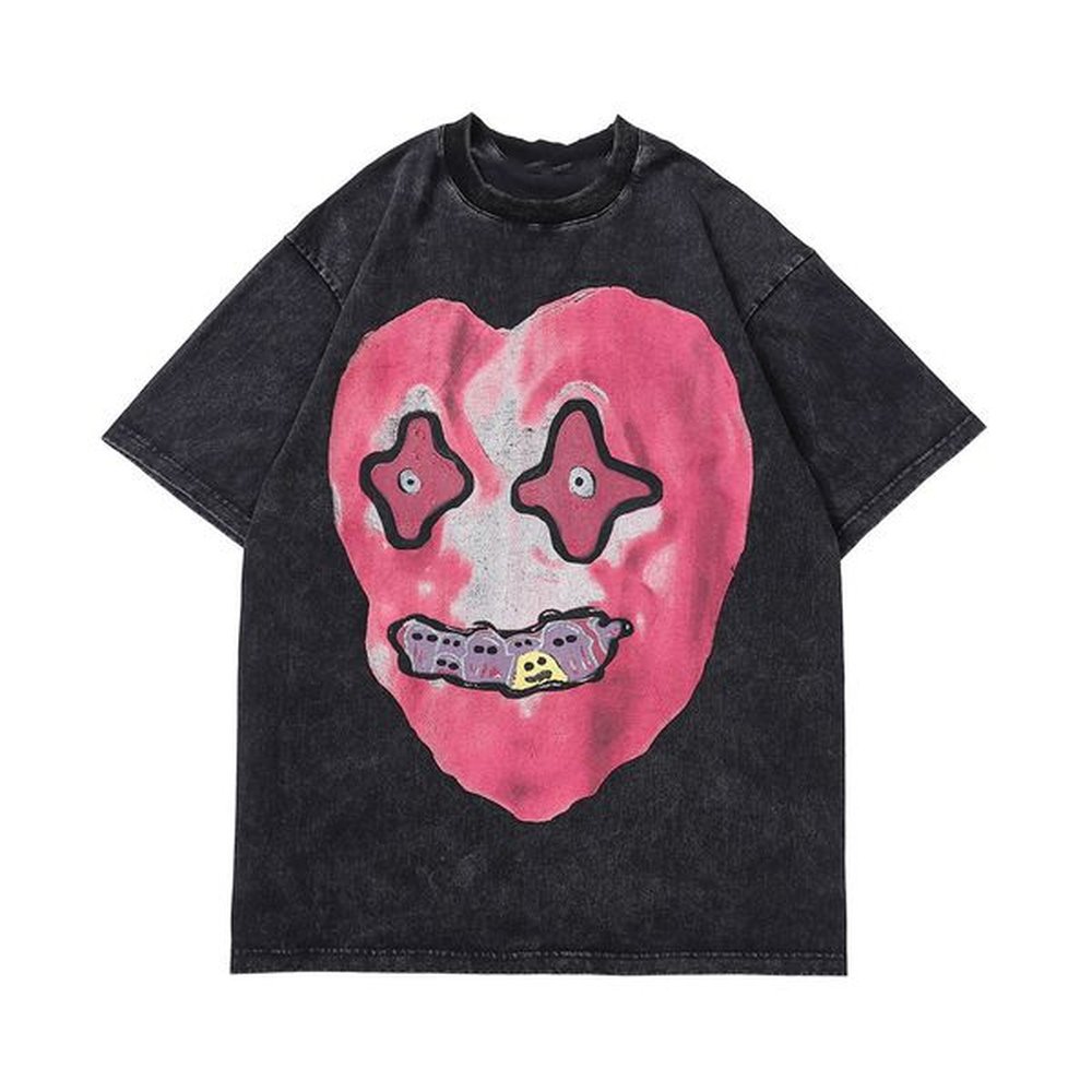 Summer Men's tshirt men T Shirts tee shirt Abstract Love Print Short Sleeve T-shirt O Neck 5/4 Sleeve Summer Fashion Loose Half T-shirt