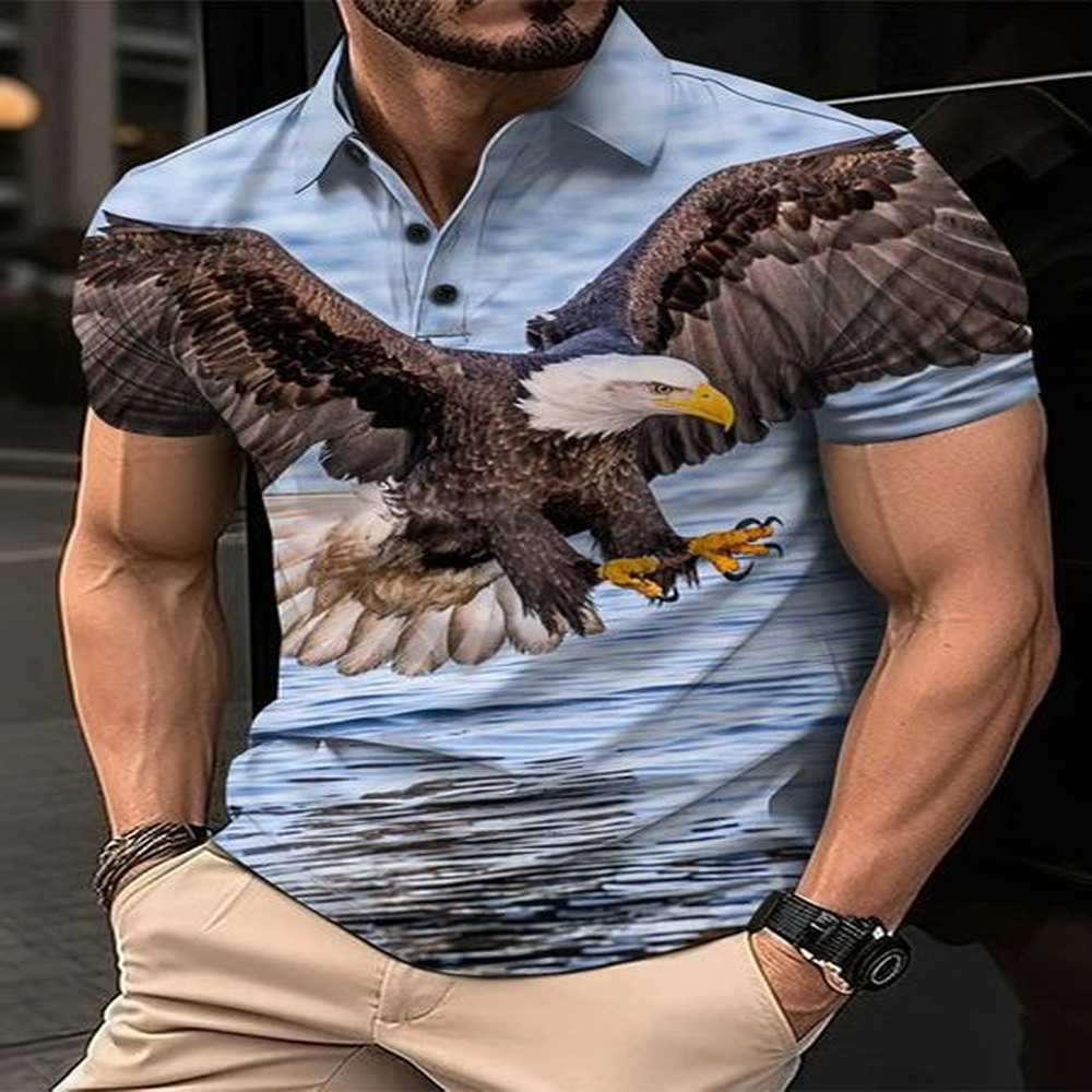 2024 Summer New 3d Printing Summer Mens Button Collar Polo Shirt Casual Short Sleeved Top Fashion Golf Clothing Mens ClothingXJ241028